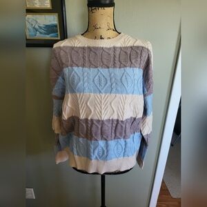 Lumiere Striped Cable Knit Sweater NWT